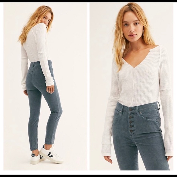 Free People Skinny Cords in Ocean - Picture 2 of 8